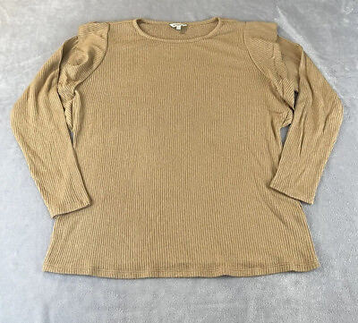 Lucky Brand womens brown long sleeve ribbed top size 1X $9.50