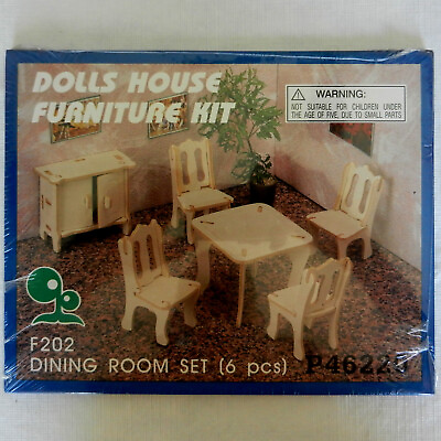 Doll House Wooden Furniture DIY ONE Kit to assemble Dining room ONLY $16.95