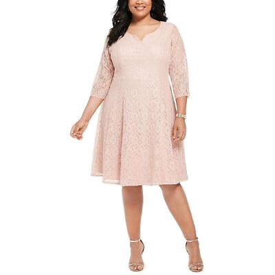 #ad SLNY Womens Pink Sequined Lace Party Cocktail And Party Dress Plus 14W BHFO 7271 $13.99