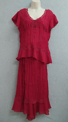 #ad Amanda Lane Womens Skirt and Top Set Size 16 Red Mesh $24.87