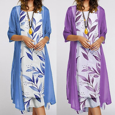 #ad Women Summer Elegant Dress Vacation Floral Chiffon Cute Summer Dresses $26.00