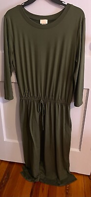 #ad Iconic Luxe Women#x27;s Green Long Sleeve Maxi Dress Size L $15.00