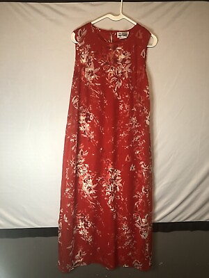 #ad Women’s En Focus Studios Red Floral Maxi Dress Size 10 $9.99
