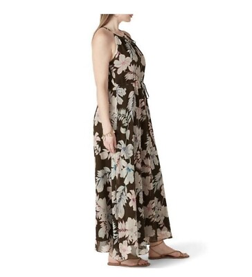 #ad Sanctuary Big Flirt Olive Green Floral Chiffon Halter Maxi Dress Size 3X $31.99