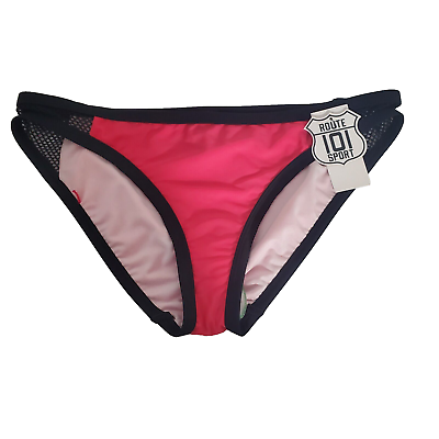 #ad Route 101 Women#x27;s Bikini Bottom Mesh Black with Pink Large $12.68