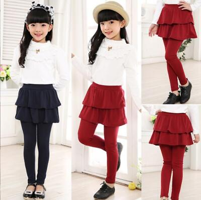 #ad Kids Children Leggings Cotton Long Pant Girls Stretch Skirt Pant Solid Trousers $19.76