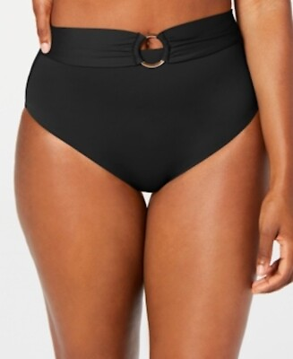 #ad Bar III Bikini Bottoms Swimsuit High Waisted Ring Black $48 MSRP NEW XS $5.00