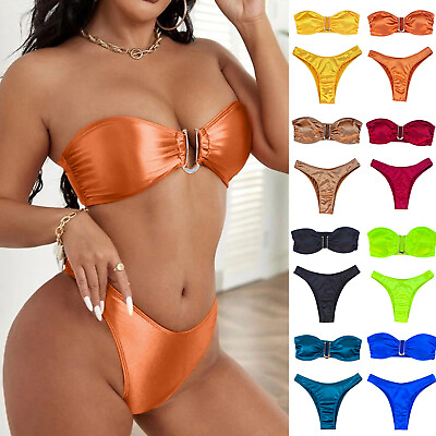 #ad Women Bandeau Bandage Bikini Set Push Up Brazilian Swimwear Beachwear Swimsuit $17.43