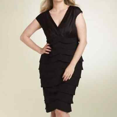Adrianna Papell Tiered Black Cocktail Evening Dress WOMEN SIZE 18W $39.99