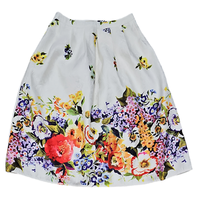 #ad #ad Ya Los Angeles Skirt White Floral A Line Side Zip Size Medium $20.00