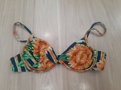 #ad Vintage Sessa bikini top sunflower twist front Floral Bathing suit size 8 $14.99