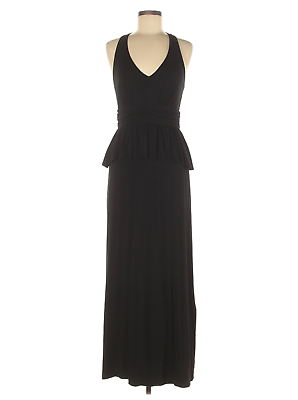 #ad J. Taylor Long Black Maxi Dress Peplum Ruffle Sleeveless Size 6 Casual Soft $14.98