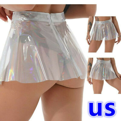 #ad US Sexy Womens Short Skirt See through High Waist Flared Skater Mini Skirt Party $13.21