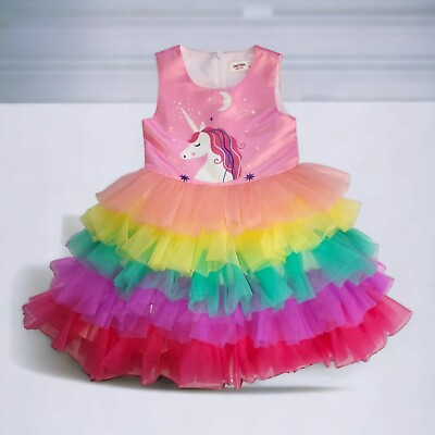 Unicorn Rainbow Tutu Party Dress Girls Size 8 Years Sunny Fashion Pink Princess $12.99