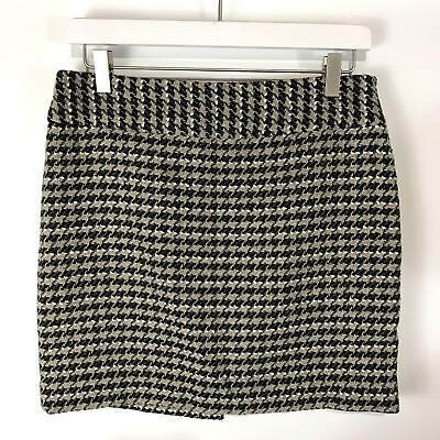 The Limited Pencil Skirt Short Wool Blend Gray Houndstooth Tweed Lined SZ 2 $15.43