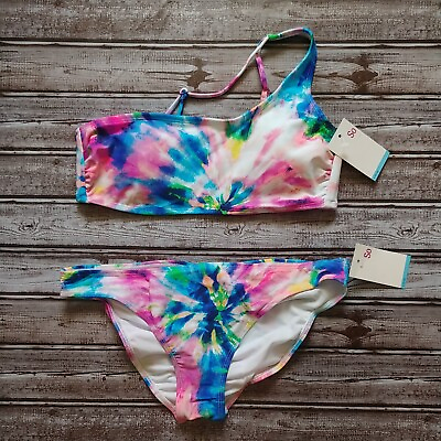 #ad NWT Swimsuit Bikini 2ps Set One Shoulder Size Large $20.80
