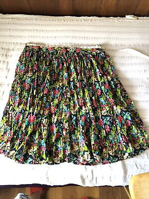 #ad AMANDA SMITH LARGE 40” Waist Crinkle Cotton Floral Skirt $9.80