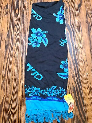 #ad Hawaii Sarong Pareo Black Tropical Cruise Beach Pool Bikini Cover Up Wrap Dress $12.99