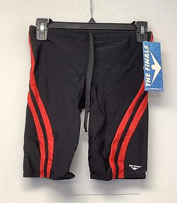 #ad The Finals Mens Black Red Drawstring Splice Reactor Swimsuit Jammer Size 32 $27.74