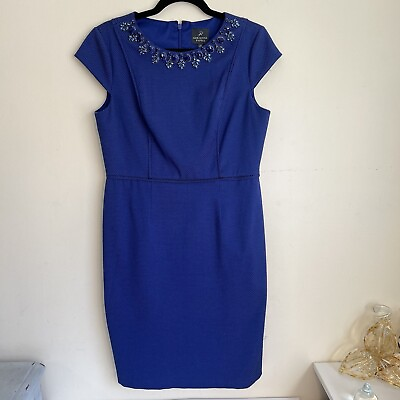 #ad Adrianna Pappel Cocktail Party Dress Blue Dress Size 12P Petite Spring Summer $19.80