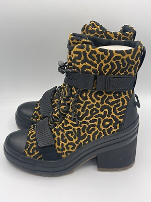 Converse Chuck Taylor All Star GR82 Leopard Womens Heel Boots Platform Shoes $100.00