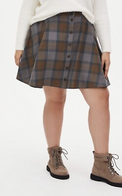 #ad Womens Torrid Outlander Tartan Plaid Twill Woven Mini Skater Skirt Size 00 10 $54.95