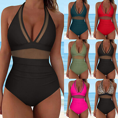 #ad Tankini Swimsuits For Women Tummy Control 1 Piece Mid Coverage Surfing Swimming $11.99