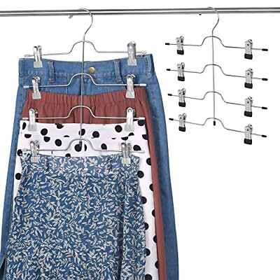 #ad #ad 2pcs 4 Tier Skirt Hangers with Clips Non Slip Space Saving Pants Hangers Adju... $24.27