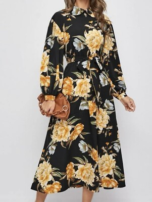 #ad Maxi Dress for Women Black Floral Size XS $16.14