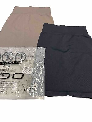 #ad OQQ Black amp; Brown Ribbed Split Hem 2 Pack Mini Skirts Women’s Small New $15.30