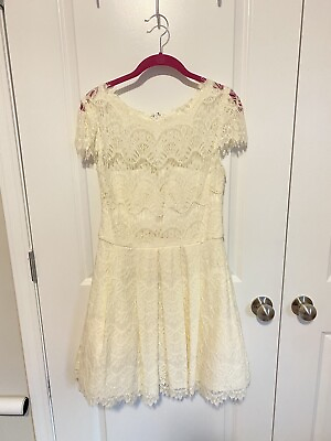 #ad NWOT Xscape by Joanna Chen Ivory Lace Short Sleeve Knee Length Cocktail Dress 12 $39.99
