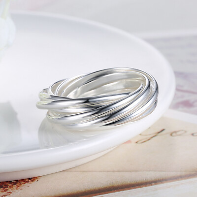 New 925 sterling Silver for women men circle round Rings wedding cute party lady C $2.50