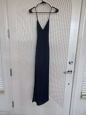 #ad Forever 21 Long Maxi Black Dress with Slit amp; Criss Cross Back Size Small $14.99