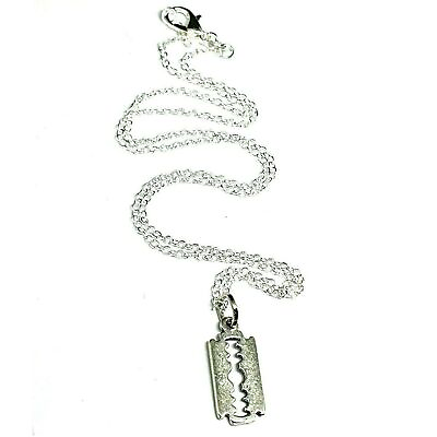 #ad Razor Blade Necklace Pendant Small Razor 18 Inch Chain Mobster Gang Jewellery $6.86