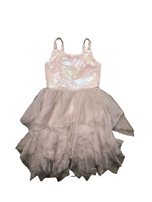 #ad Cat amp; Jack Girls Sequin Sparkly Tiered Tulle Dress Pink Size S 6 6X $8.00