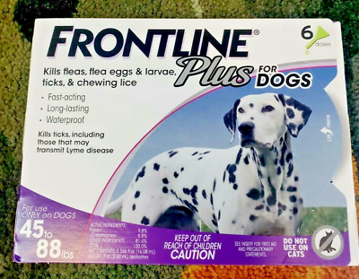 FRONTLINE Plus for dogs 45 88 lbs. 6 Doses 100% Genuine EPA. Approved $48.99