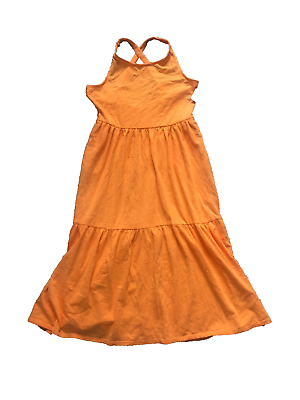 #ad Girls Orange Maxi Dress Size Large 10 12 A1 $17.99