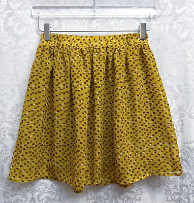 #ad Mossimo Supply Co Women’s Yellow Printed Mini Skirt Size S GUC Abstract Flowy $4.00