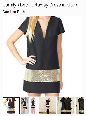 #ad Camilyn Beth GETAWAY Cocktail Dress black and gold size 6 $39.99