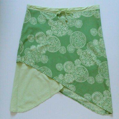 #ad Royal Robbins Handkerchief Hem A Line Cotton Skirt Green Waist Tie Size S $25.00