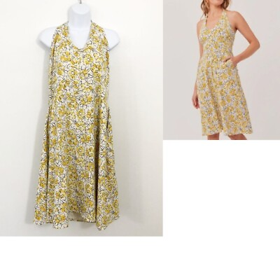 #ad #ad Pact Women Yellow Floral Halter Midi Dress Size XXL Multicolor Sundress 2X $24.99
