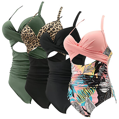 #ad High Waist Women#x27;s One Piece Bikini Swimsuit Swimwear Bathing Suit Tummy Control $1.15