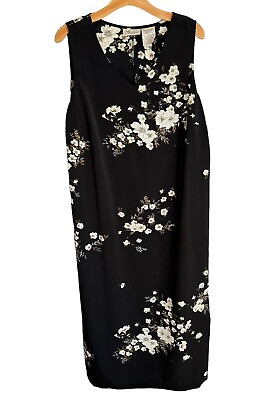 Kathie Lee Dress Size 18W Black Multi Floral Long Women Dress $17.49