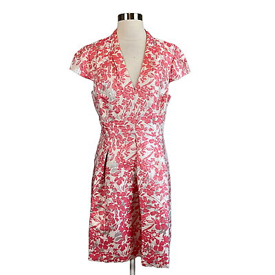 Vince Camuto Women#x27;s Cocktail Dress Size 10 Coral Pink Floral Fit and Flare $69.99