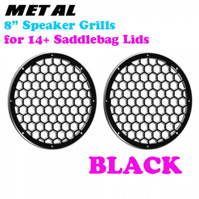 #ad Black CNC Aluminum HEX 8#x27;#x27; Speaker Grills fit Harley 8quot; 14 Saddlebag Lid $189.00