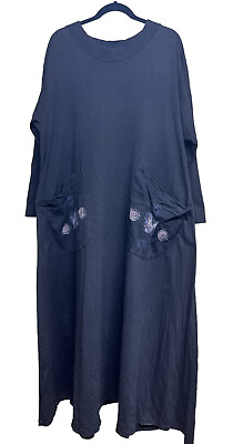#ad Blue Fish Clothing Organic Cotton Long Sleeve Maxi Dress Black Women’s Size 1? $235.00
