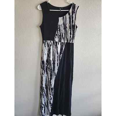 #ad Milano Womens Sz M Maxi Dress Black and White Sleeveless $18.63