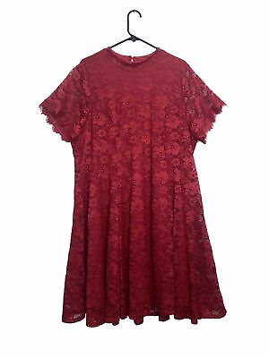 #ad Torrid Sz 3 A Line Lace Overlay Cocktail Formal Pretty Red Party Dress $19.97