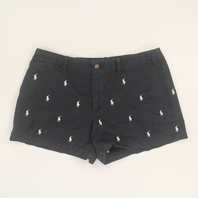 Polo Ralph Lauren Womens Short Shorts Size 4 Navy Allover Embordered Logo Summer $12.67