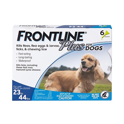 FRONTLINE PLUS FOR DOGS 23 44 LBS 6 DOSES GREAT PRICE GENUINE EPA PRODUCT $39.99